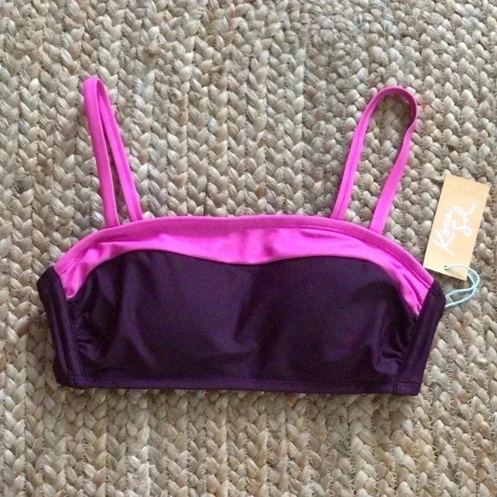 - Kona Sol Burgundy & Pink Bikini Top